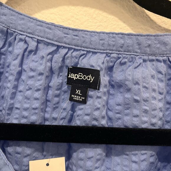 Gap Body Pajama Top Shirt Boxy Short Sleeve Sz Xl Blue Lightweight Casual Comfy - Picture 2 of 7